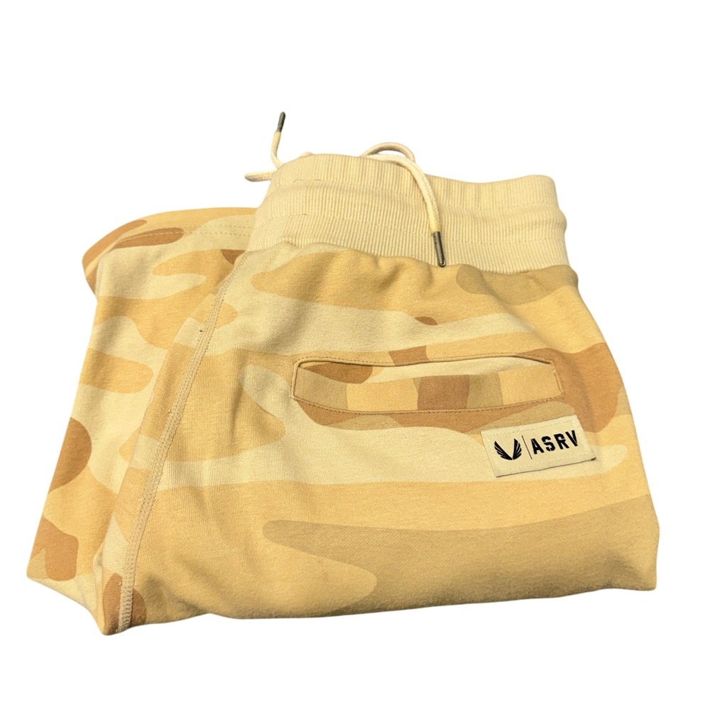 ASRV Sweat Shorts Mens Small Cargo Camo Tan Gym Aesthetic Revolution Athleisure